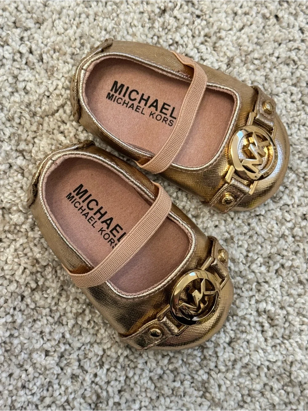 Michael Kors Kids Metallic Gold Mary Jane Flats